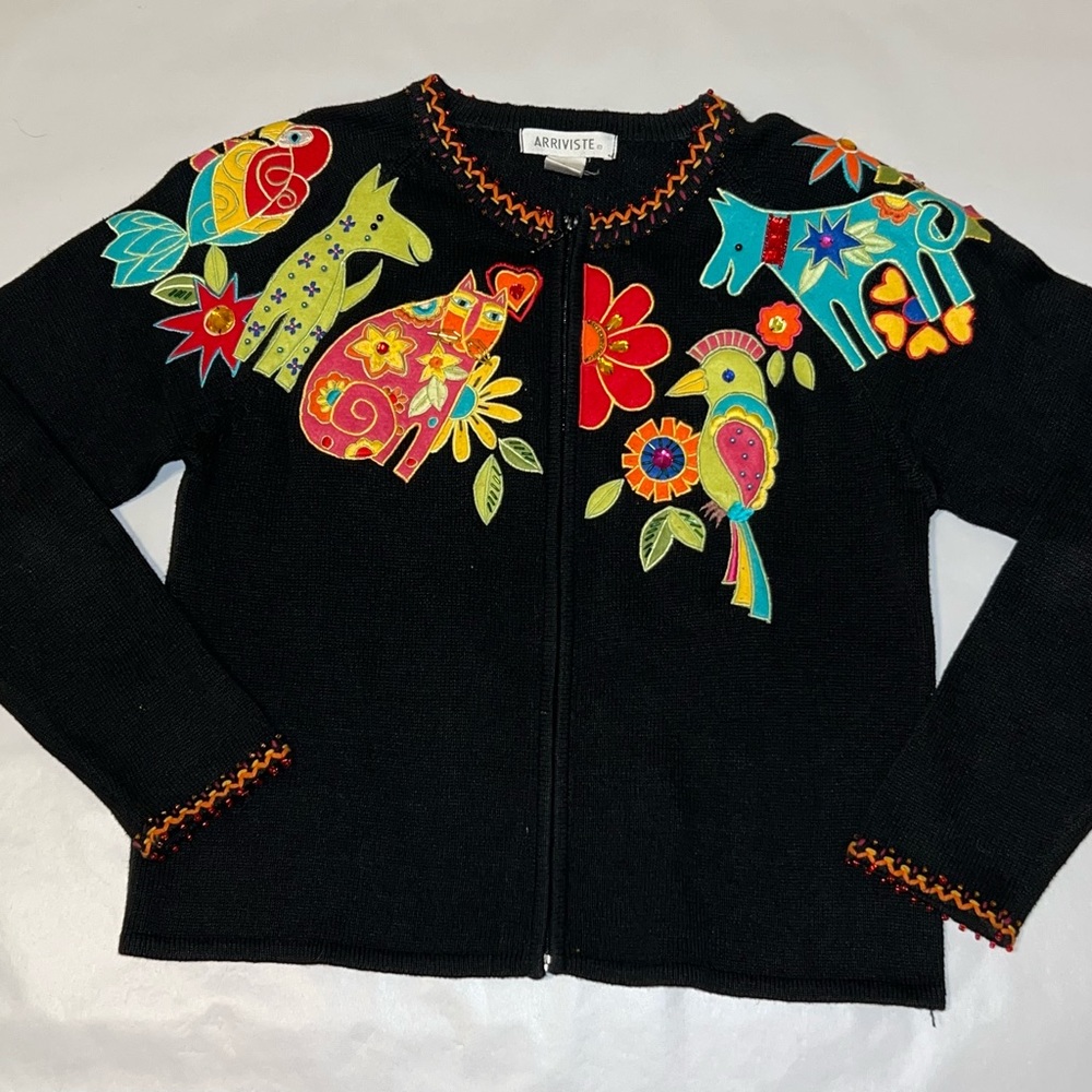 Black Embroidered Women's Sweater
